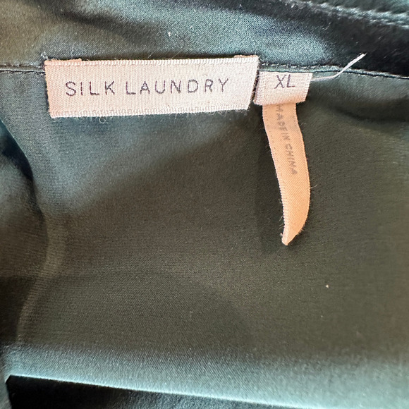 Silk Laundry Dark Green Silk Oversized Blazer XL Boxy Unstructured Designer $345 - Picture 12 of 13